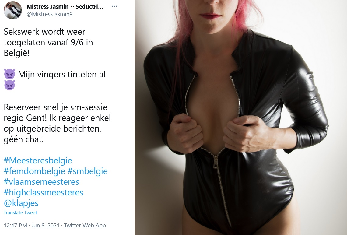 Mistress Jasmin, ontvangt te Gent